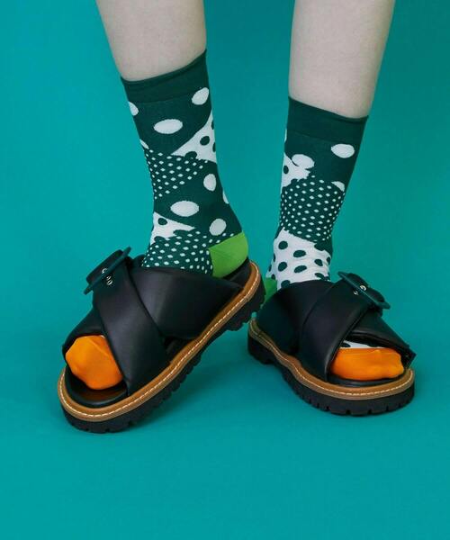 FRAPBOIS（フラボア）の「ミックスドットソックス（ソックス/靴下・レディース・オレンジ/グリーン/ブラック・FREE）」の3枚目の写真