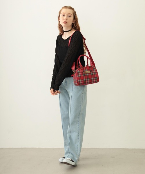 MILKFED.(ミルクフェド)の「PLAID PATTERN BOSTON BAG(ショルダーバッグ・レディース・ブラック/レッド/チャコール・ONE SIZE)」の7枚目の写真