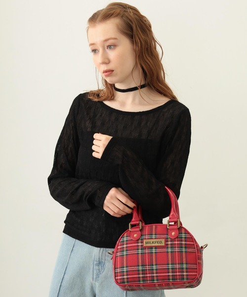 MILKFED.(ミルクフェド)の「PLAID PATTERN BOSTON BAG(ショルダーバッグ・レディース・ブラック/レッド/チャコール・ONE SIZE)」の8枚目の写真