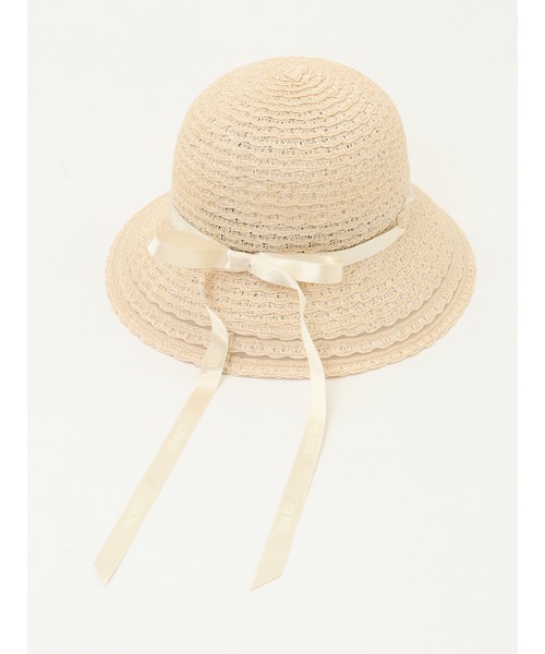 PINK HOUSE（ピンクハウス）の「ロゴリボン付きスカラップブレードハット（ハット・レディース・ベージュ/ブラック・フリー）」の6枚目の写真