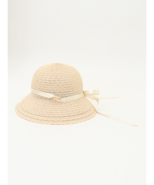PINK HOUSE（ピンクハウス）の「ロゴリボン付きスカラップブレードハット（ハット・レディース・ベージュ/ブラック・フリー）」の8枚目の写真