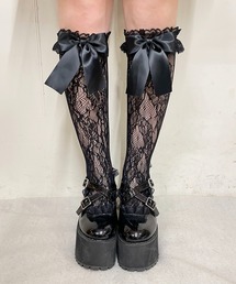 MARS❥マーズ。ニーハイ。網タイツ。箱潰れあり MA*RS】クロス付きレースハイソックス - ホワイト size-F | 地雷