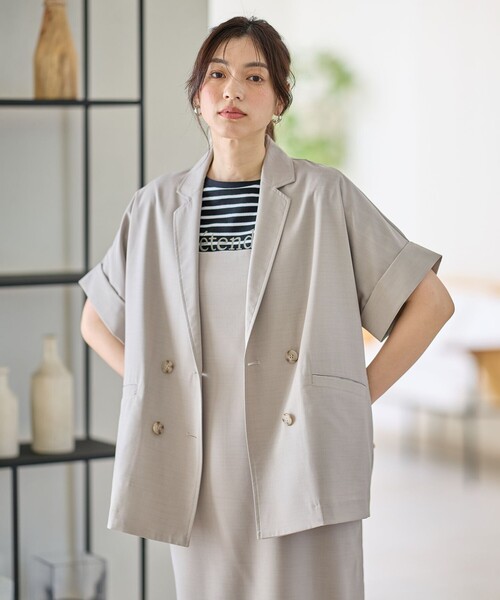 セール】【セットアップ可】サラサラテックリネン半袖テーラード