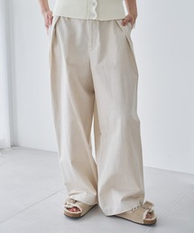 audrey and john wad（オードリーアンドジョンワッド）の「綿麻ハイウエストタックパンツ-手洗い可-（その他パンツ）」
