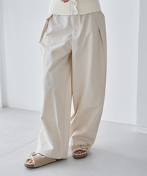 Audrey and John Wad（オードリーアンドジョンワッド）の「綿麻ハイウエストタックパンツ-手洗い可-（その他パンツ）」