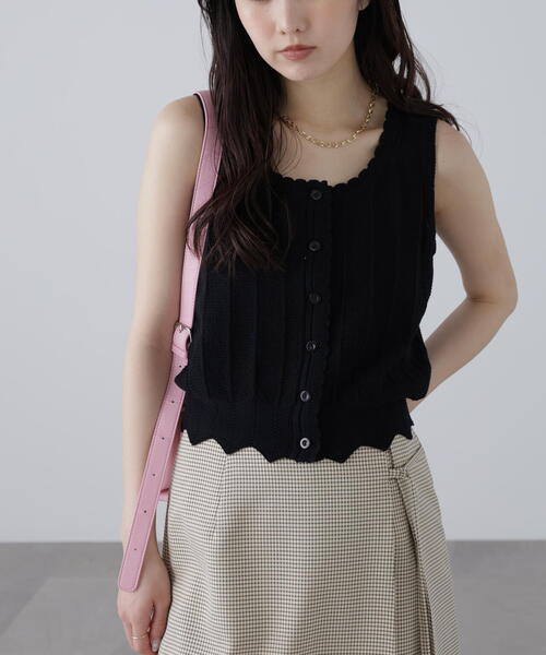 FREE'S MART（フリーズマート）の「スカラップ編みニットタンクトップ（ニット/セーター・レディース・ブラック/ホワイト/レッド・FREE）」の14枚目の写真