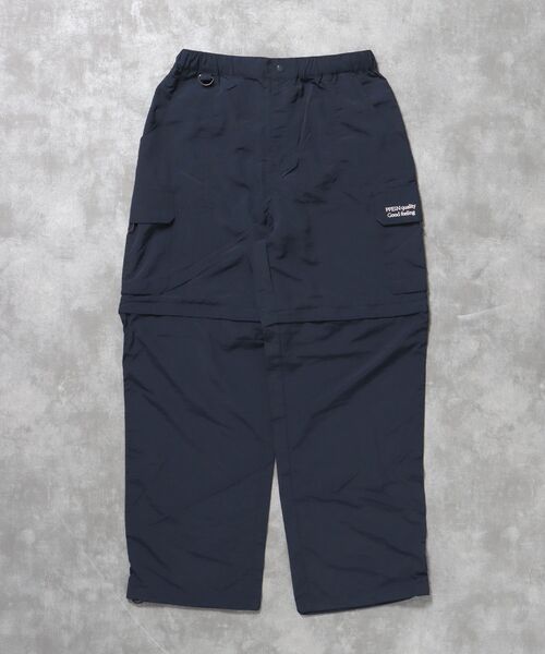 FFEIN（フェイン）の「【FFEIN(フェイン)】２WAYナイロンテックワイドカーゴパンツ / ドローコード付き ハーフパンツ（カーゴパンツ・メンズ・ブラック/カーキ/ダークパープル/ネイビー/ベージュ・SMALL/MEDIUM/LARGE）」の4枚目の写真