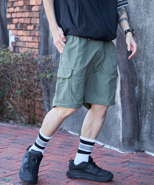 FFEIN（フェイン）の「【FFEIN(フェイン)】２WAYナイロンテックワイドカーゴパンツ / ドローコード付き ハーフパンツ（カーゴパンツ・メンズ・ブラック/カーキ/ダークパープル/ネイビー/ベージュ・SMALL/MEDIUM/LARGE）」の22枚目の写真