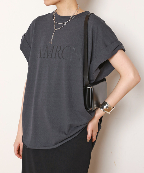 AMERICANA/アメリカーナ】 AMRCN ロールアップTシャツ（Tシャツ
