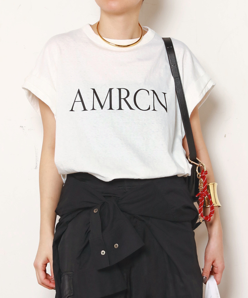 AMERICANA/アメリカーナ】 AMRCN ロールアップTシャツ（Tシャツ