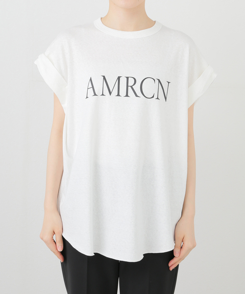 AMERICANA/アメリカーナ】 AMRCN ロールアップTシャツ（Tシャツ