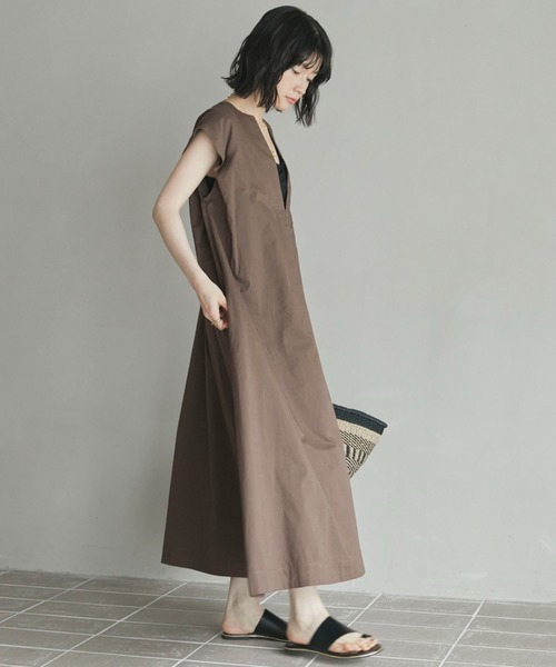 Doux archives（ドゥアルシーヴ）の「フレンチスキッパーボイルワンピース（ワンピース・レディース・ブラウン/キャメル/チャコールグレー・38）」の7枚目の写真