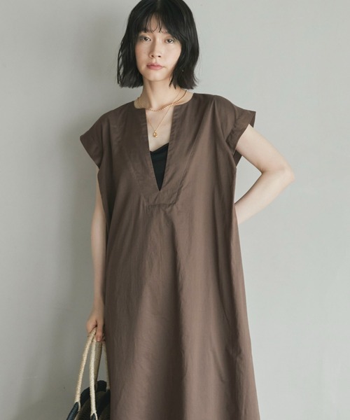 Doux archives（ドゥアルシーヴ）の「フレンチスキッパーボイルワンピース（ワンピース・レディース・ブラウン/キャメル/チャコールグレー・38）」の12枚目の写真