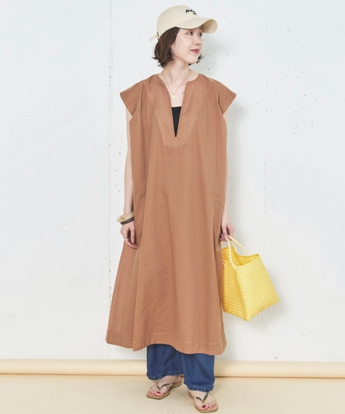 Doux archives（ドゥアルシーヴ）の「フレンチスキッパーボイルワンピース（ワンピース・レディース・ブラウン/キャメル/チャコールグレー・38）」の15枚目の写真