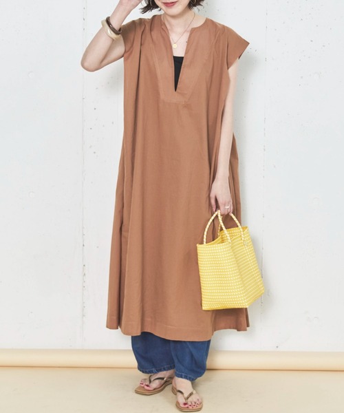 Doux archives（ドゥアルシーヴ）の「フレンチスキッパーボイルワンピース（ワンピース・レディース・ブラウン/キャメル/チャコールグレー・38）」の17枚目の写真