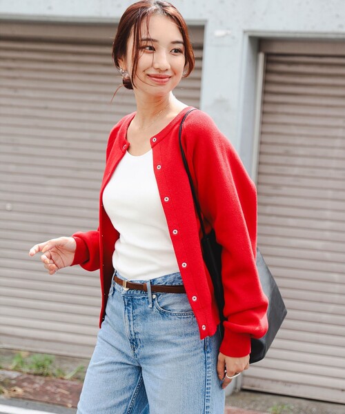 B:MING by BEAMS（ビーミングバイビームス）の「2way スウェット ライク カーディガン (手洗い可)（カーディガン/ボレロ・レディース・オフホワイト/レッド/ライトグレー・ONE SIZE）」の5枚目の写真