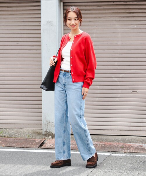 B:MING by BEAMS（ビーミングバイビームス）の「2way スウェット ライク カーディガン (手洗い可)（カーディガン/ボレロ・レディース・オフホワイト/レッド/ライトグレー・ONE SIZE）」の6枚目の写真