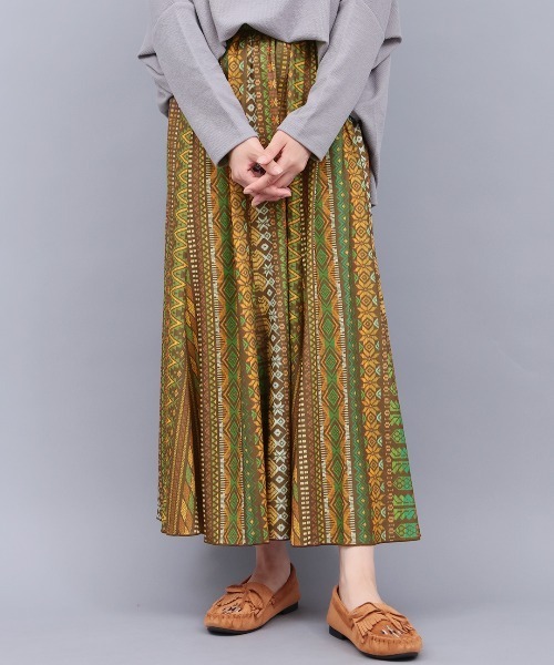 チチカカ(チチカカ)の「ファブリックプリントジャージースカート(スカート・レディース・ベージュ/ブラウン/ブラック・MEDIUM/LARGE)」の3枚目の写真