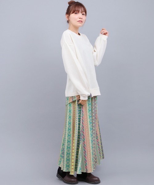 チチカカ(チチカカ)の「ファブリックプリントジャージースカート(スカート・レディース・ベージュ/ブラウン/ブラック・MEDIUM/LARGE)」の6枚目の写真