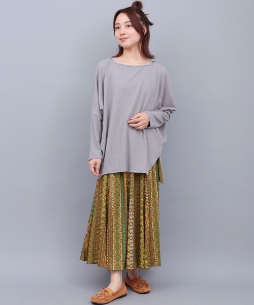 チチカカ(チチカカ)の「ファブリックプリントジャージースカート(スカート・レディース・ベージュ/ブラウン/ブラック・MEDIUM/LARGE)」の5枚目の写真