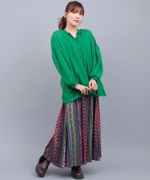 チチカカ(チチカカ)の「ファブリックプリントジャージースカート(スカート・レディース・ベージュ/ブラウン/ブラック・MEDIUM/LARGE)」の4枚目の写真