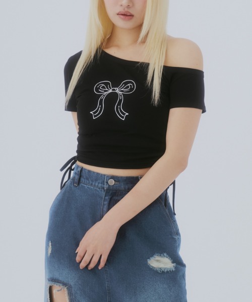 GAB GAB(ガブガブ)の「ワンオフショルトップス(Tシャツ/カットソー・レディース・ブラック/ホワイト・FREE)」の12枚目の写真