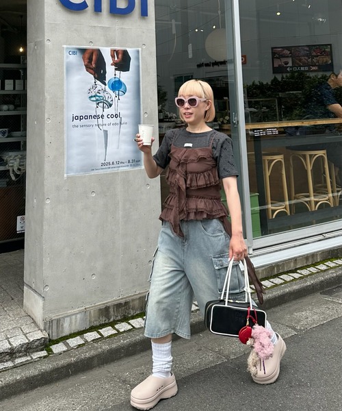 ブラウス シャツ フリフリとぴろんのキャミ レディース Alley Tokyo ブラウス シャツ フリフリとぴろんのキャミ