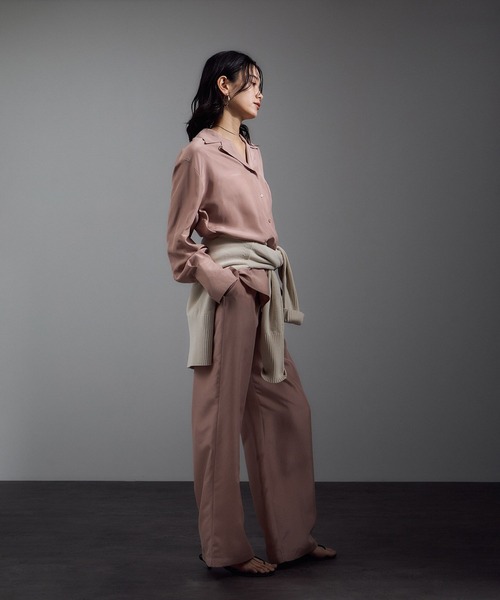 SALON adam et rope'（サロン アダム エ ロペ）の「[25AW]GENTLE SILK パンツ / セットアップ対応・洗える（その他パンツ・レディース・ブラック/ブラウン系その他2/ピンク系その他2・S/M）」の6枚目の写真