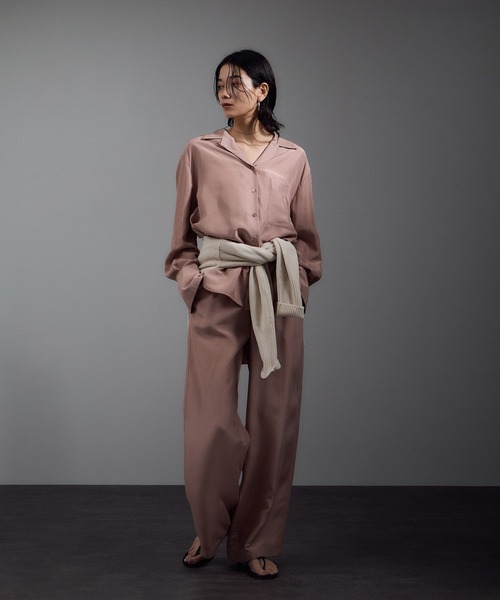 SALON adam et rope'（サロン アダム エ ロペ）の「[25AW]GENTLE SILK パンツ / セットアップ対応・洗える（その他パンツ・レディース・ブラック/ブラウン系その他2/ピンク系その他2・S/M）」の4枚目の写真