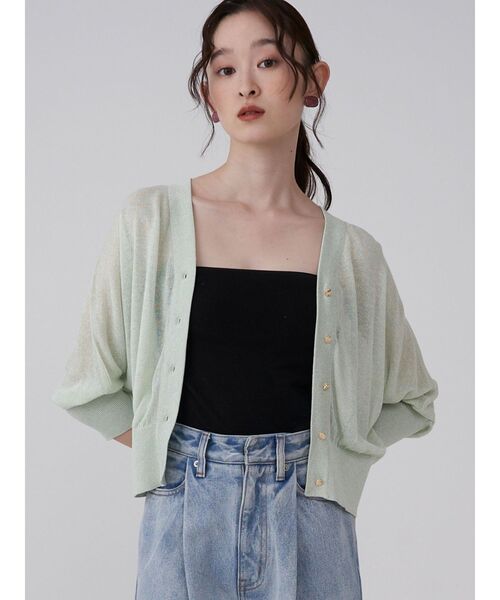 LAGUNAMOON（ラグナムーン）の「2WAYラメシアーカーディガン（カーディガン/ボレロ・レディース・アイボリー/ブラック/ライトグリーン・FREE）」の7枚目の写真