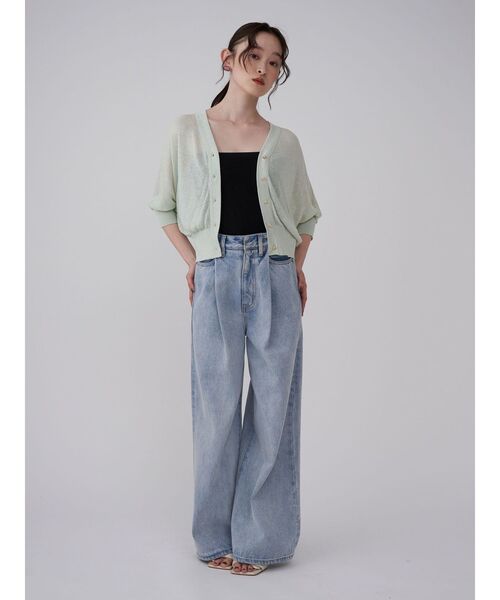 LAGUNAMOON（ラグナムーン）の「2WAYラメシアーカーディガン（カーディガン/ボレロ・レディース・アイボリー/ブラック/ライトグリーン・FREE）」の8枚目の写真