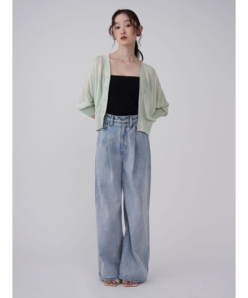 LAGUNAMOON（ラグナムーン）の「2WAYラメシアーカーディガン（カーディガン/ボレロ・レディース・アイボリー/ブラック/ライトグリーン・FREE）」の9枚目の写真