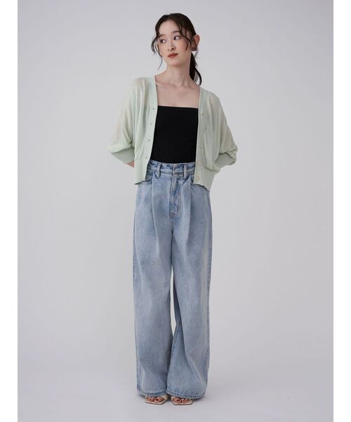 LAGUNAMOON（ラグナムーン）の「2WAYラメシアーカーディガン（カーディガン/ボレロ・レディース・アイボリー/ブラック/ライトグリーン・FREE）」の10枚目の写真