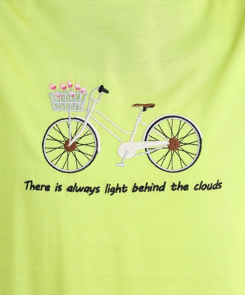 BRODIAEA(ブローディア)の「BRODIAEA 自転車刺繍半袖Tシャツ(Tシャツ/カットソー・レディース・オフホワイト/ライム/コーラル/ネイビー・40)」の6枚目の写真
