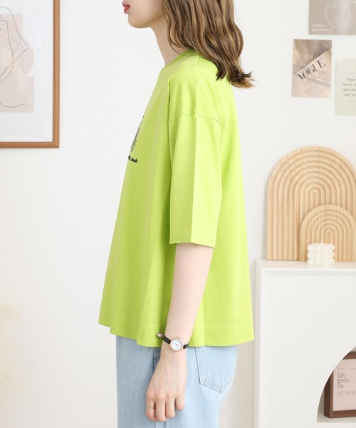 BRODIAEA(ブローディア)の「BRODIAEA 自転車刺繍半袖Tシャツ(Tシャツ/カットソー・レディース・オフホワイト/ライム/コーラル/ネイビー・40)」の13枚目の写真