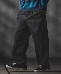 mp13871-Denim wide-leg trousers-Distressed for a vintage look- デニムパンツ