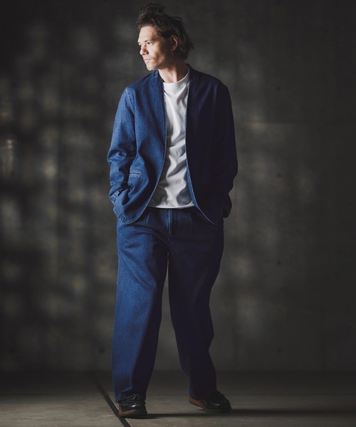 GLIMCLAP(グリムクラップ)の「mp13871-Denim wide-leg trousers-Distressed for a vintage look- デニムパンツ(デニムパンツ・メンズ・インディゴブルー/コバルトブルー/ライトグレー/ブラック・S/M/L)」の7枚目の写真