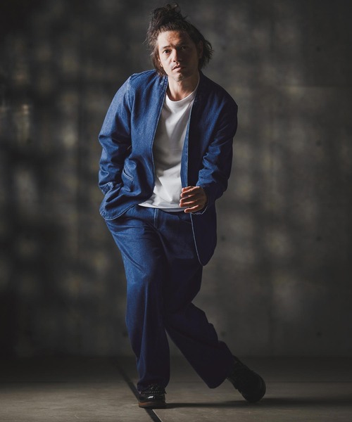 GLIMCLAP(グリムクラップ)の「mp13871-Denim wide-leg trousers-Distressed for a vintage look- デニムパンツ(デニムパンツ・メンズ・インディゴブルー/コバルトブルー/ライトグレー/ブラック・S/M/L)」の8枚目の写真