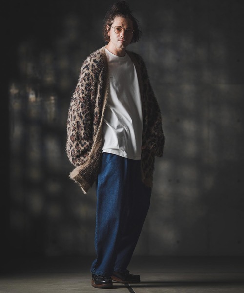 GLIMCLAP(グリムクラップ)の「mp13871-Denim wide-leg trousers-Distressed for a vintage look- デニムパンツ(デニムパンツ・メンズ・インディゴブルー/コバルトブルー/ライトグレー/ブラック・S/M/L)」の10枚目の写真