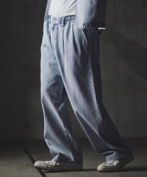 GLIMCLAP(グリムクラップ)の「mp13871-Denim wide-leg trousers-Distressed for a vintage look- デニムパンツ(デニムパンツ・メンズ・インディゴブルー/コバルトブルー/ライトグレー/ブラック・S/M/L)」の13枚目の写真