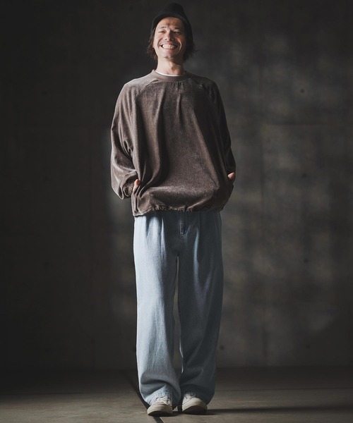 GLIMCLAP(グリムクラップ)の「mp13871-Denim wide-leg trousers-Distressed for a vintage look- デニムパンツ(デニムパンツ・メンズ・インディゴブルー/コバルトブルー/ライトグレー/ブラック・S/M/L)」の16枚目の写真