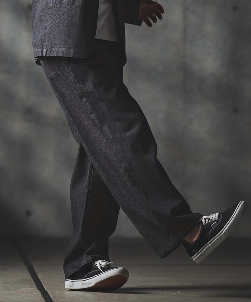 GLIMCLAP(グリムクラップ)の「mp13871-Denim wide-leg trousers-Distressed for a vintage look- デニムパンツ(デニムパンツ・メンズ・インディゴブルー/コバルトブルー/ライトグレー/ブラック・S/M/L)」の19枚目の写真