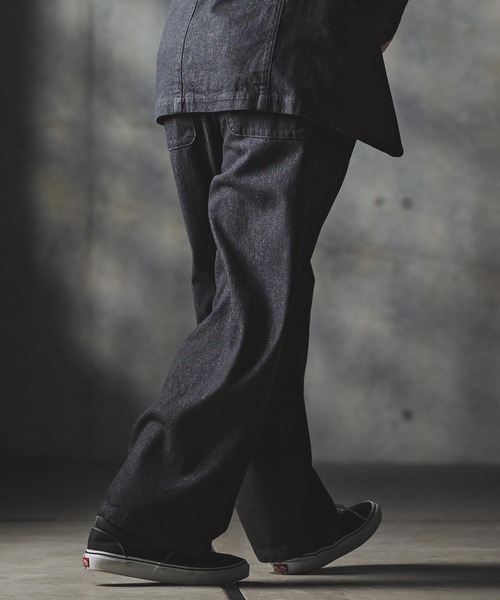 GLIMCLAP(グリムクラップ)の「mp13871-Denim wide-leg trousers-Distressed for a vintage look- デニムパンツ(デニムパンツ・メンズ・インディゴブルー/コバルトブルー/ライトグレー/ブラック・S/M/L)」の20枚目の写真