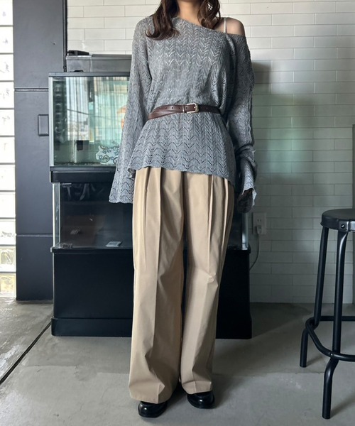 katie ニット 透かし編みドロストニット 327131（ニット/セーター）｜Heather