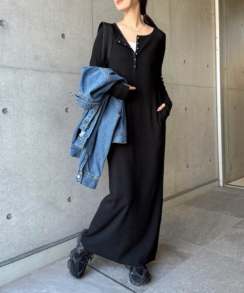 HEBANE ロングワンピース ネイビーセルフカット可能MORE ME企画 HEBANE ロングワンピース ネイビーセルフカット可能MORE ME企画 HEBANE