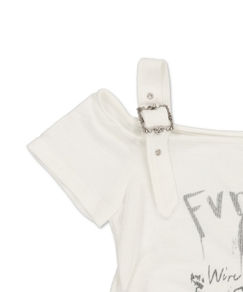 SPINNS（スピンズ）の「オフショル半袖カットソー/ベルトギャザー（Tシャツ/カットソー・レディース・チャコール/ホワイト/ブラック・ONESIZE）」の5枚目の写真