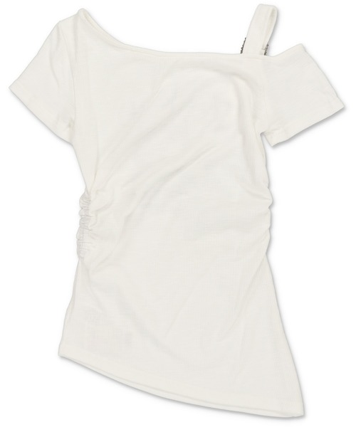 SPINNS（スピンズ）の「オフショル半袖カットソー/ベルトギャザー（Tシャツ/カットソー・レディース・チャコール/ホワイト/ブラック・ONESIZE）」の4枚目の写真