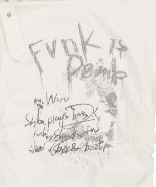 SPINNS（スピンズ）の「オフショル半袖カットソー/ベルトギャザー（Tシャツ/カットソー・レディース・チャコール/ホワイト/ブラック・ONESIZE）」の6枚目の写真