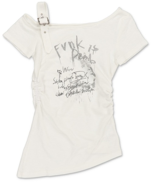 SPINNS（スピンズ）の「オフショル半袖カットソー/ベルトギャザー（Tシャツ/カットソー・レディース・チャコール/ホワイト/ブラック・ONESIZE）」の19枚目の写真