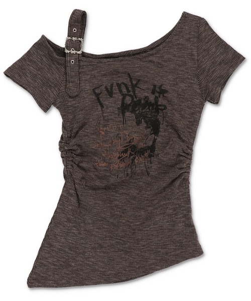 SPINNS（スピンズ）の「オフショル半袖カットソー/ベルトギャザー（Tシャツ/カットソー・レディース・チャコール/ホワイト/ブラック・ONESIZE）」の17枚目の写真